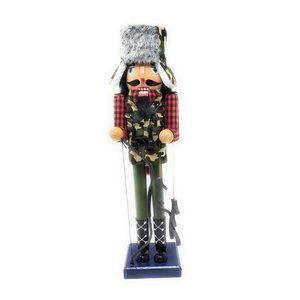 Hunter Hunting Camo Camouflage Wood 15" Nutcracker